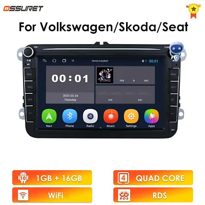 $142.99 • Buy 8  For VW B6 MK4 MK5 Golf Passat Jetta 2DIN Android Car Radio Player GPS Stereo