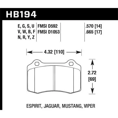 Hawk HB194Y.570 LTS Rear Disc Brake Pad - 0.570 Thickness For Cadillac CTS NEW • $126.89