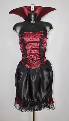 Victorian Vampiress Costume Ladies Halloween Vampire Fancy Dress Uk 6-8 Teen • £12.99