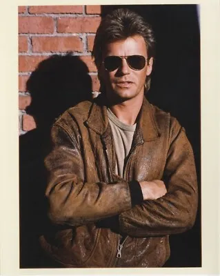 Richard Dean Anderson MacGyver Tough Guy Pose Leather Jacket Vintage 8x10 Photo • $24.99