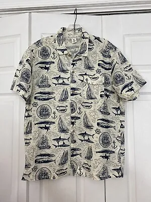 $14.74 • Buy H&M LOGG Label Of Graded Goods Size Medium Camp Shirt Fish Sailing Button Down