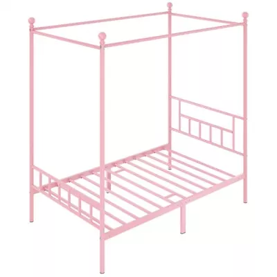 Twin/Full/Queen Size Bed Frames Metal Four-poster Canopied Platform Bed For Home • $112.99