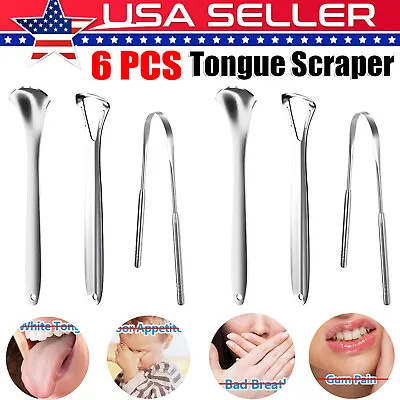 6Pcs Tongue Scrapers For Adults Kids Medical Grade Metal Tongue Scraper Cleaner • $7.79