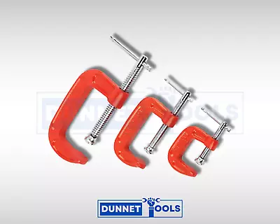 3pc Mini G-Clamp Set Cast Iron Frame Swivel Shoe T-Bar Handle DIY Tool Durable • £5.99