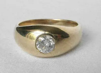 Vintage 14K Yellow Gold Over Mens 1.0CT Lab Created Diamond Solitaire Pinky Ring • $110.99