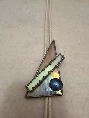 Bolo String Tie Western Cowboy Modernist Abstract Art Glass Rodeo Vintage • $15