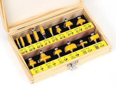 15 Bit Carbide Tipped Router Bit Starter Set - 1/4  Shank - Yonico 17150q • $57.95