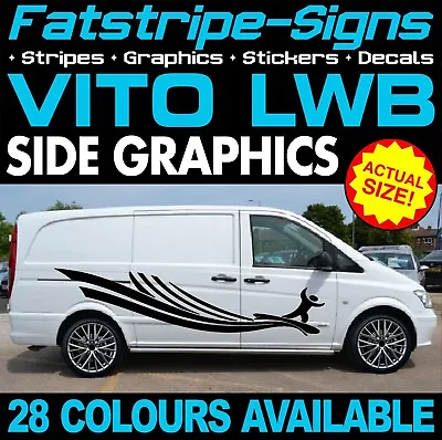 To Fit MERCEDES VITO LWB GRAPHICS STICKERS STRIPES DECALS CAMPER DAY RACE VAN • $80.86