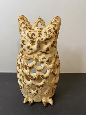 Vintage Cast Iorn Owl Candle Holder Lantern Hanging Decor Rustic Primitive 7.5”H • $58.99