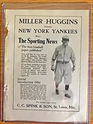 1922 SPALDING NEW YORK YANKEES Miller Huggins Player Photo Ad 5x7 • $8.40