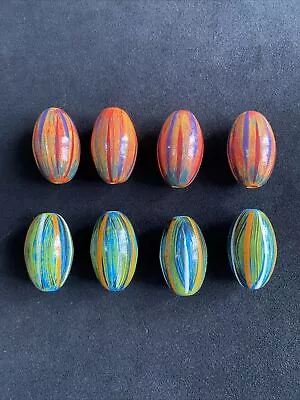 £4.95 • Buy 8 Stunning Hand-Painted Wooden Beads For Jewellery Making
