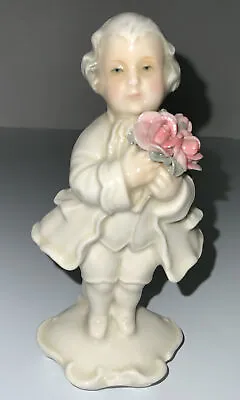 KARL ENS Made In GERMANY Vintage LITTLE BOY/Man With Flowers PORCELAIN Figurine • $29.88