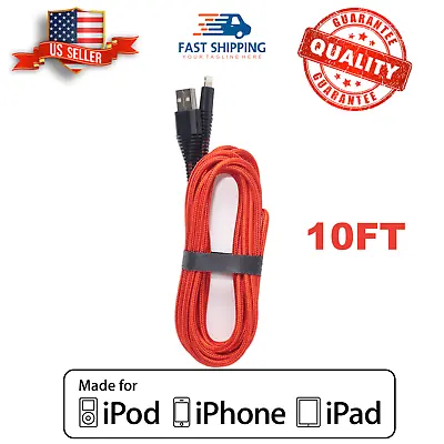 For IPhone 14 13 12 11/Pro Max IPad Mini Fast Charger  Cable Red Nylon Cord 10Ft • $3.68