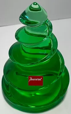 BACCARAT Crystal Christmas Tree - Noel Megeve Fir Green Figurine - MINT! • $299.95