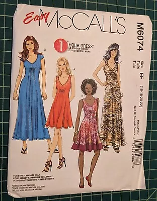 McCall's 6074 Misses' Easy 1 Hour Dress Pattern Sizes 16-22 • $5