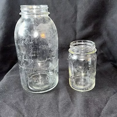Vintage Atlas Strong Shoulder Mason Jars Half Gallon And Pint Canning Clear Glas • $7.99