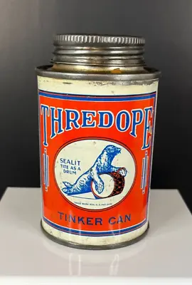 Vintage THREDOPE Tinker Can Seal It Tite As A Drum Screw Top Can Coleman Company • $23.99