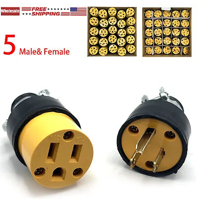 5 Pair Extension Cord Ends Male And Female 1 Set 15 Amp 125 Volt Heavy Duty • $17.58