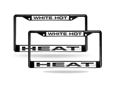 Miami White Hot Heat NBA Black Metal (Set Of 2) Laser License Plate Frame Set • $38.99