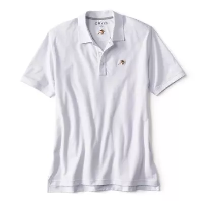 Orvis On The Fly Embroidered Polo Shirt Shape Retaining Stretch White XL • $77.06