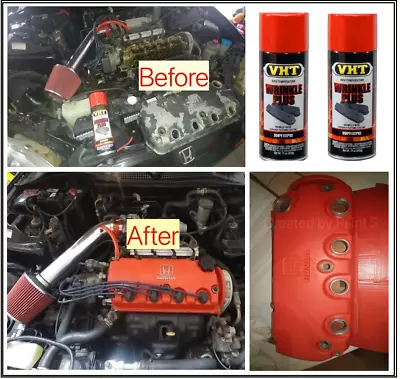 2 Wrinkle Plus Red Spray Paint Coating Can Auto Car Valve Cover Heat Resistant • $48.98