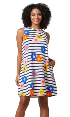 $47 • Buy Immaculate, Gorman Stripe Flowers Cotton Knit Pinafore Dress, 14