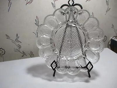 Vintage Indiana Glass Thousand Eye Hobnail Deviled Egg Plate 11  • $9.75