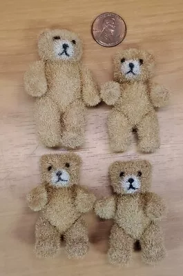 Dollhouse Miniatures Poseable Jointed Fuzzy TEDDY BEAR Cute Brown Lot Of 4 • $10.95