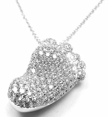 New! Authentic Pasquale Bruni 18k White Gold Diamond Foot Prints Orme Necklace • $8925