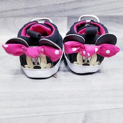 Disney Store Minnie Mouse Pink Bows Baby Infant Shoes Black • $7.98