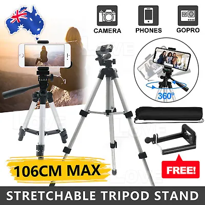$12.85 • Buy Professional Camera Tripod Stand Mount Remote + Phone Holder For IPhone Samsung