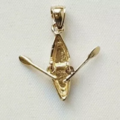 Kayak Canoe Pendant Charm Pendant Vintage Pendant 14K Yellow Gold Plated • $105.93