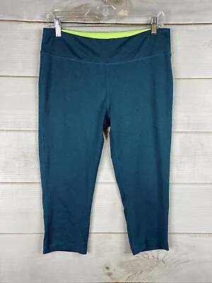 Marika Sport Leggings Womens L 12-14 Teal Yoga Capri Pull On Pants Stretch • $17.14