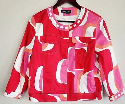 Margaret Frances Women's Jacket Size 10 Pink Red White Cotton       ! • $18