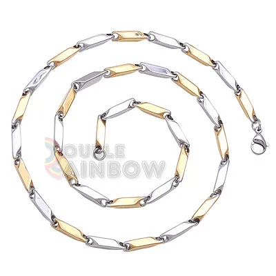 C3 Men's Stainless Steel Gold Silver Plated 4mm Bullet Necklace Chain Link • $8.49