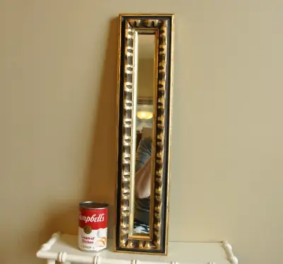 Vintage Turner 1960 Skinny Gold Wood Frame Wall Mirror 21  X 5  Accent Opulence • $34