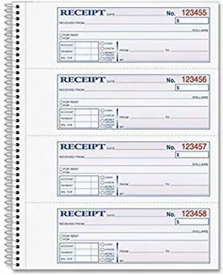 Money Rent Receipt Book 2-Part Carbonless 200 Sets 7-5/8  X 11  Spiral Bound SC1 • $12.99