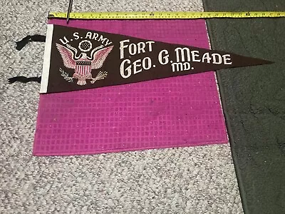 RARE Vintage FORT GEORGE G. MEADE Banner PENNANT Maryland ARMY - Fast Shipper • $29.69