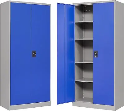 Metal Storage Cabinet WithLocking Doors And 4 Adjustable Shelves Garage Cabinet • $139.99