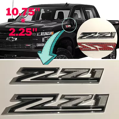 Chevrolet Silverado 2019-2022 2PCS Black Chrome Z71 Fender Emblem Badge Decals • $37.50