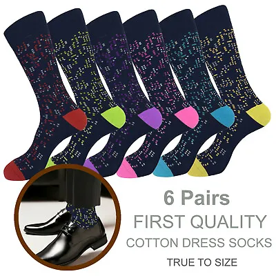 6-1 Pairs Mens Dress Socks Cotton Socks Size 10-13 First Quality True To Size • $16.50