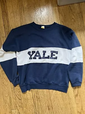 Vtg Yale Navy Blue Crewneck Sweatshirt Men’s Size Large Ivy League Velva Sheen • $65