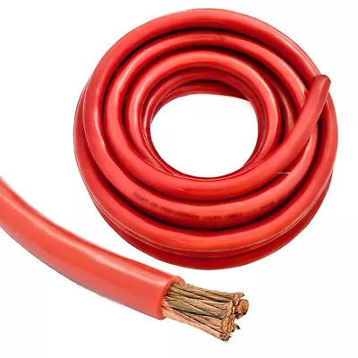 1/0 Gauge 25ft OFC Power Cable Oxygen-Free Copper Ground Wire (0/1 AWG 25' Red) • $101.60