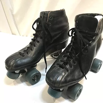 Men's Sz 6 Vintage Roller Skates Riedell Competitor Sure-Grip Black Leather • $35