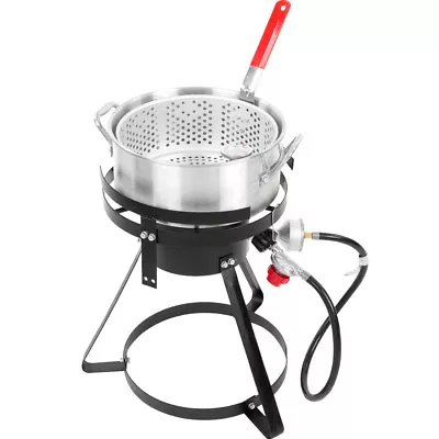 10 Qt. Outdoor Aluminum Fish Deep Fryer Cooker Kit Pot Propane LP Patio  • $85