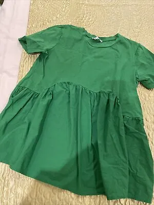 Zara Maternity Style Green Cotton Péplum Top Small • £4.99