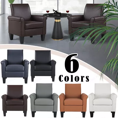 Modern Faux Leather Arm Accent Sofa Seat Club Chair Living Room Home Furniture • $128.99