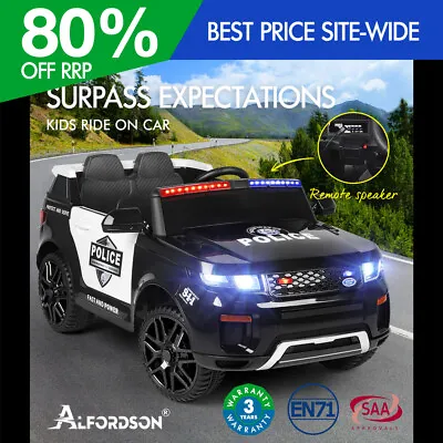 ALFORDSON Kids Police Ride On Car 12V Electric Toy Patrol Remote Control Black • $184.95