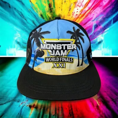 Monster Jam World Finals XXI Grave Digger Snapback Adjustable Black Blue Hat NEW • $17.99