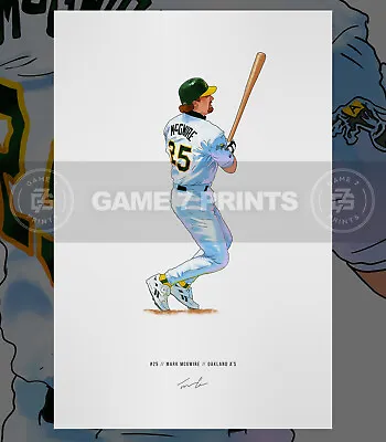 Mark McGwire Oakland A's Athletics Baseball Illustrated Print Poster Art • $19